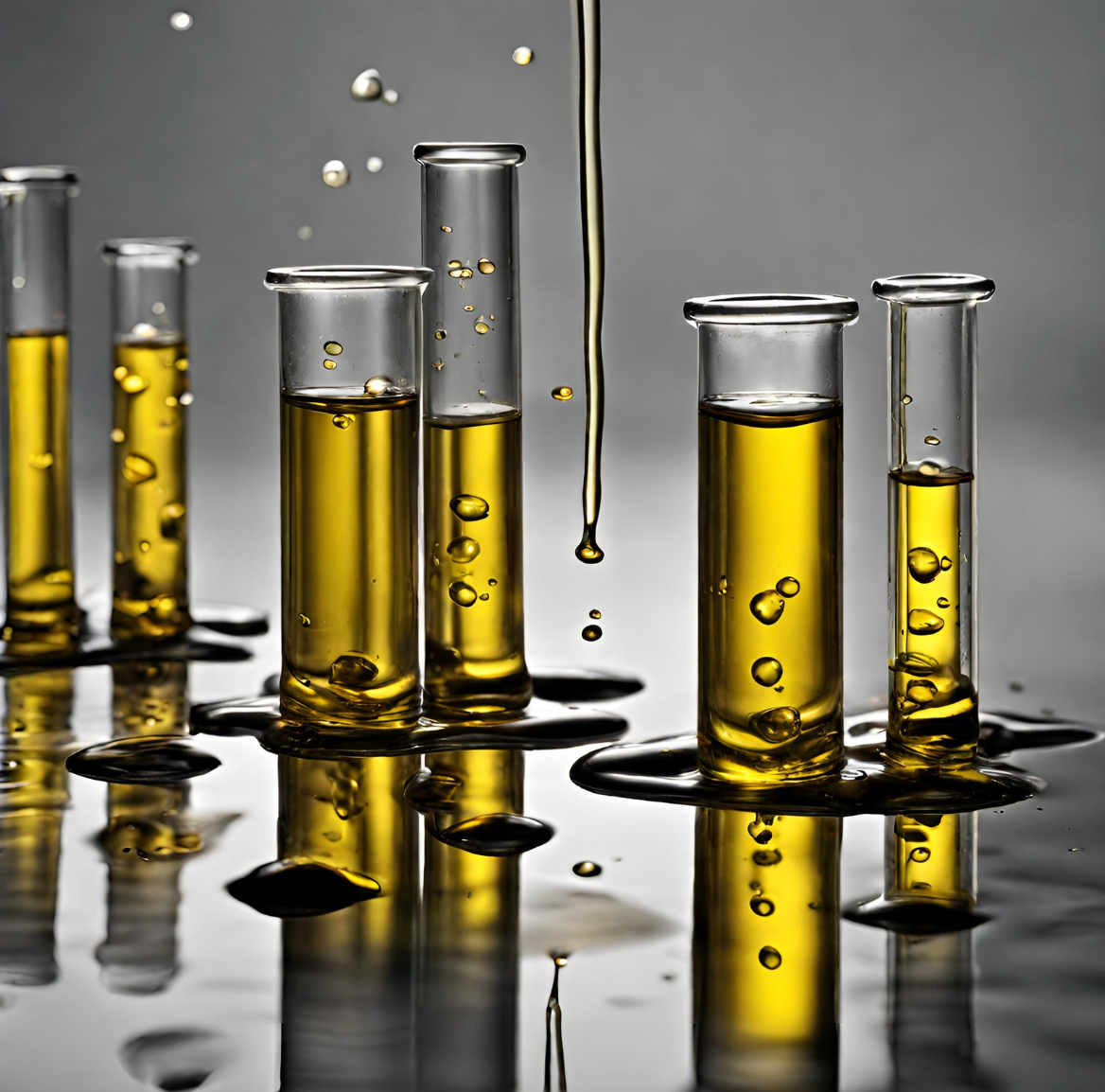 test tubes clear transparent with fragrance oil in them